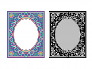 وکتور اسلیمی در دو طرح مشکی و بنفش سبز